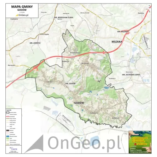 Mapa gminy Godów